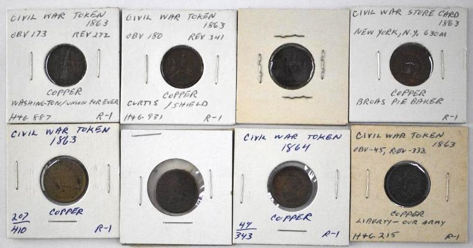 Group of (8) Civil War Tokens (1 of 2)