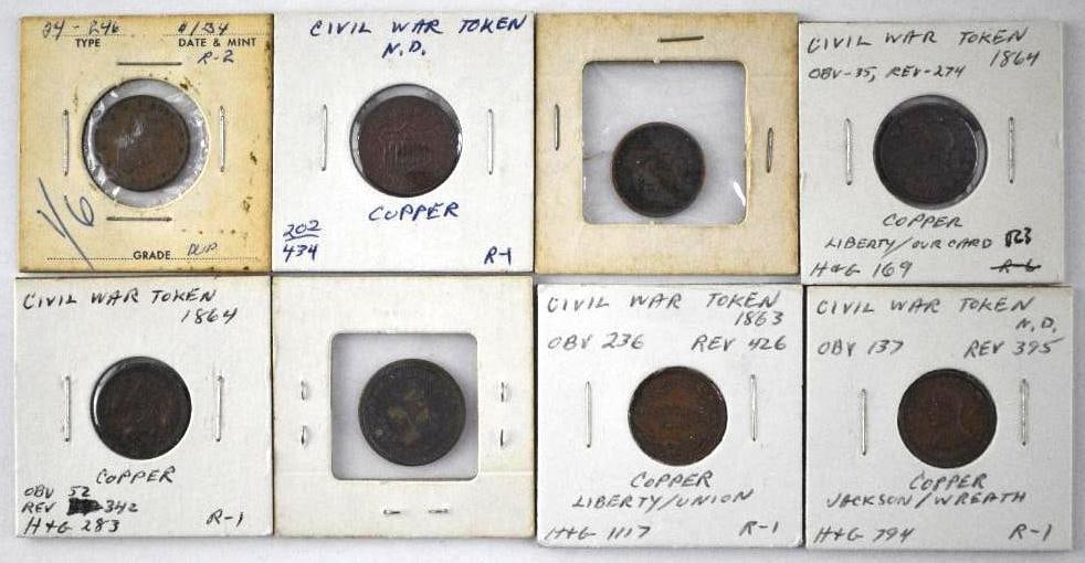 Group of 8 Civil War Tokens (1 of 2)