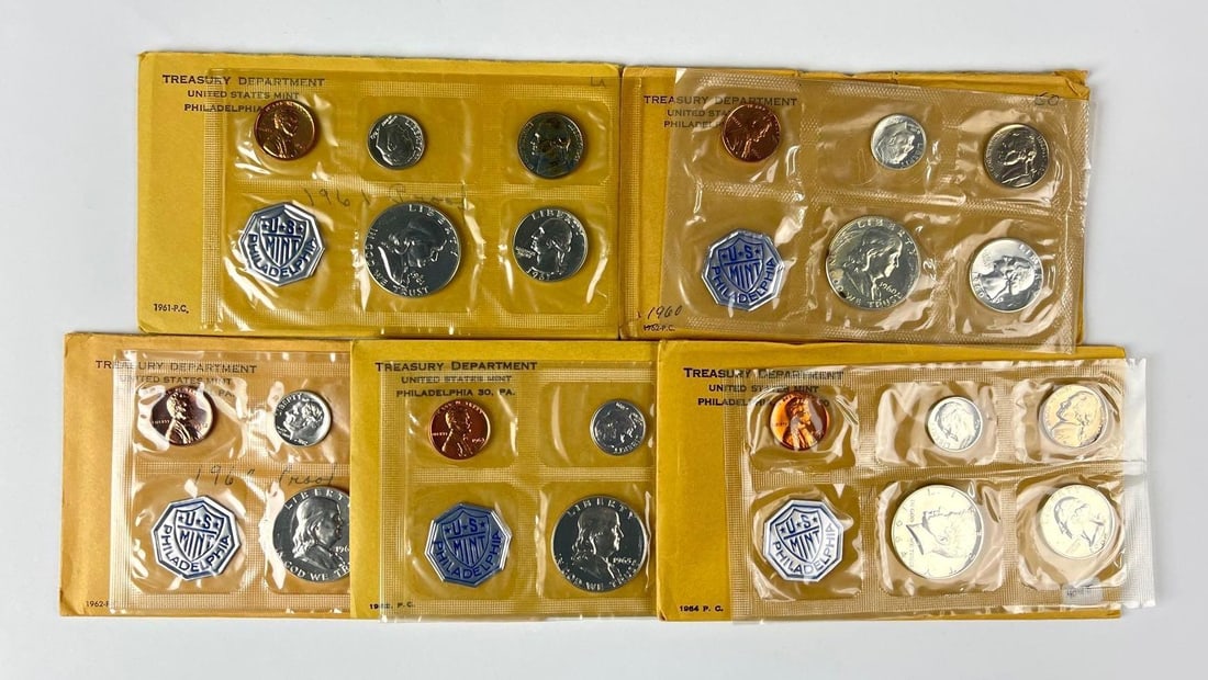 Group of 5 US Mint Philadelphia Coin Proof Sets (1 of 2)