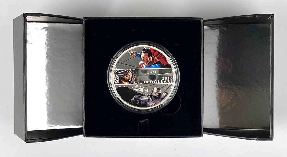 2016 Canada $30 Batman Vs Superman Dawn of Justice 2 oz .999 Fine Silver Proof Coin: Includes COA, Mintage of 7,000.