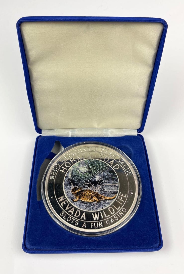 Colorized Neveda Wildlife Horned Toad $200 Casino Gaming Token 12 oz .999 Fine Silver Token (1 of 4)