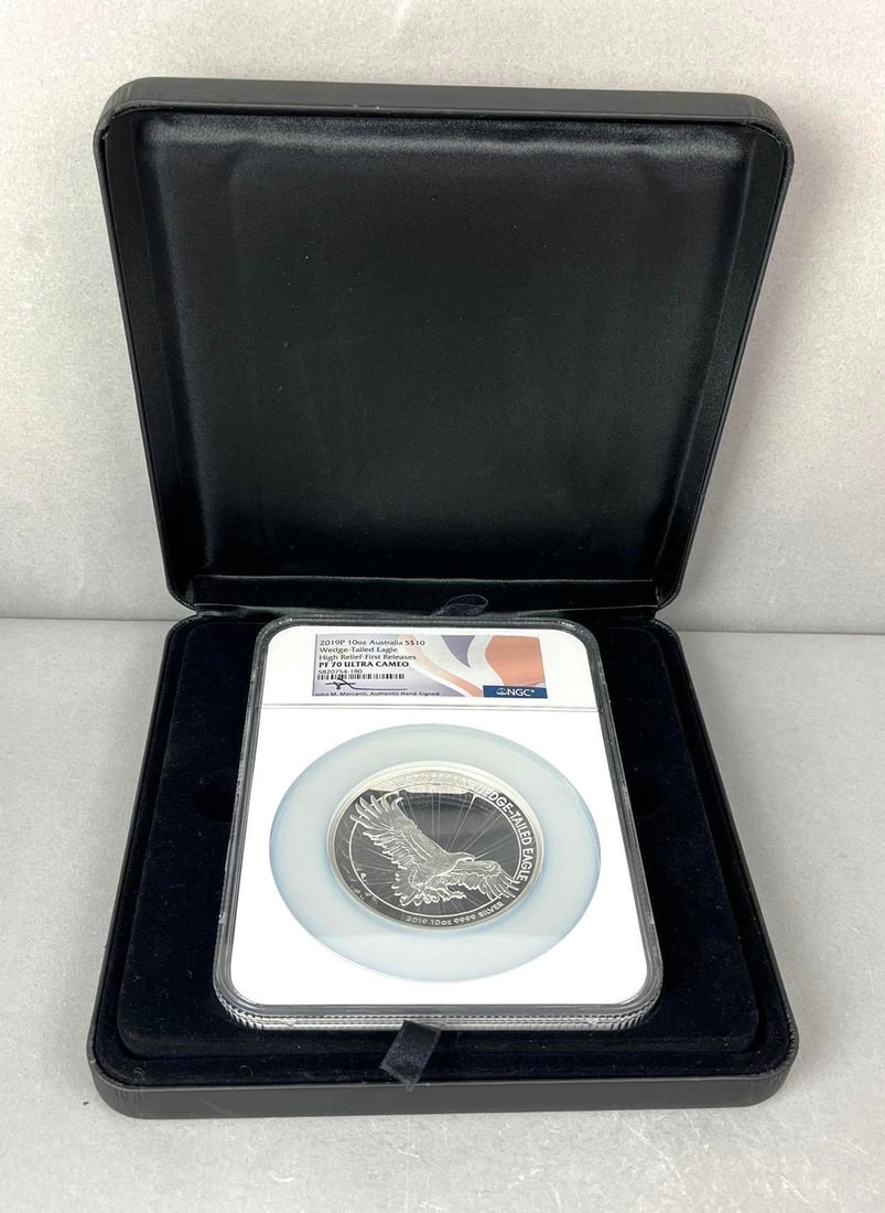 2019 P Australia $10 Wedge Tailed Eagle 10 oz 9999 Silver Coin NGC PF70 Ultra Cameo: Includes COA