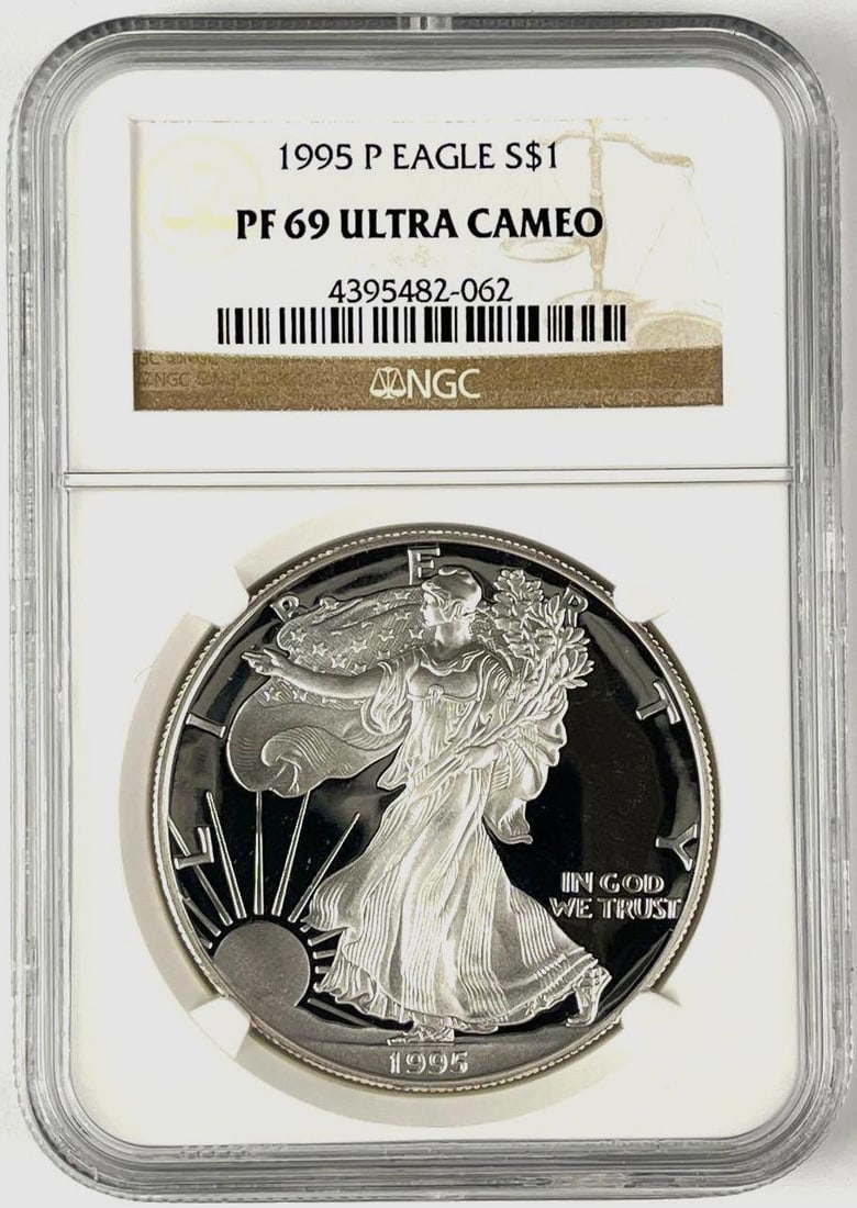 1995 P US $1 American Silver Eagle 1 oz Fine Silver Coin NGC PF69 Ultra Cameo: 1995 P US $1 American Silver Eagle 1 oz Fine Silver Coin NGC PF69 Ultra Cameo