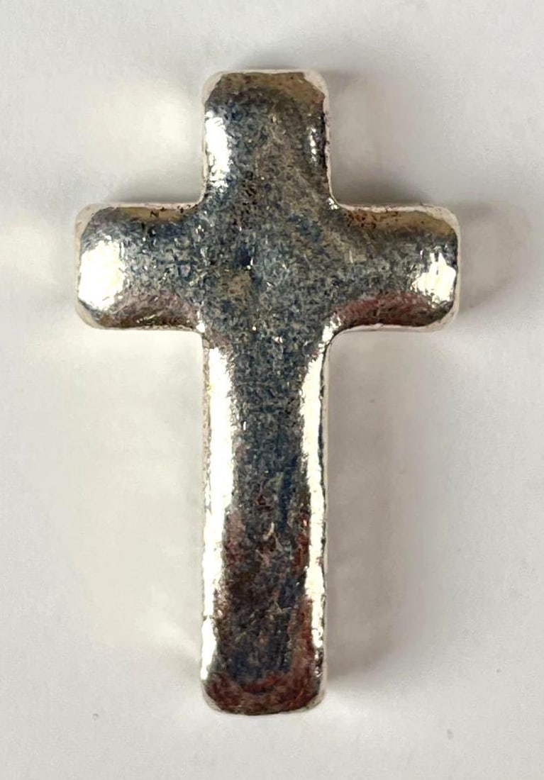 Yeager Poured Silver Hand Poured Cross 1 oz 999 Fine Silver Ingot/ Bar: Yeager Poured Silver Hand Poured Cross 1 oz 999 Fine Silver Ingot/ Bar