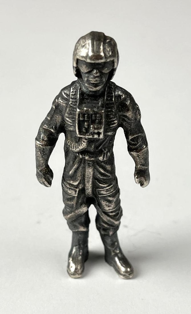 Hand Poured Pilot 1.70 oz 999 Silver Figure (1 of 2)