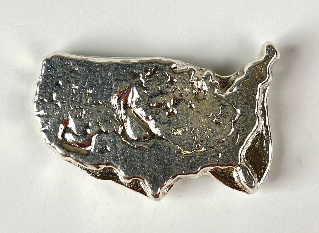 Hand Poured USA Continent 2.5 oz 999 Fine Silver Ingot/ Bar (1 of 2)