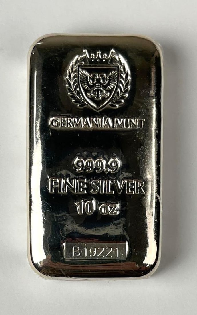 Germania Mint 10 oz 999.9 Fine Silver Ingot/ Bar (1 of 3)