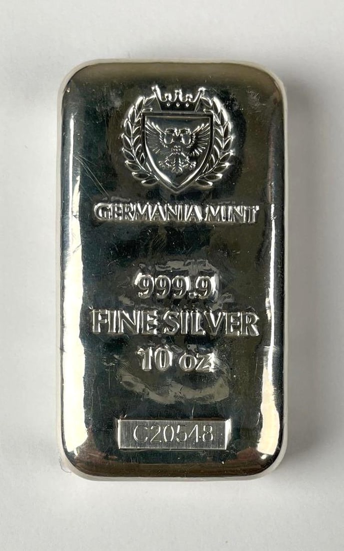 Germania Mint 10 oz 999.9 Fine Silver Ingot/ Bar (1 of 3)