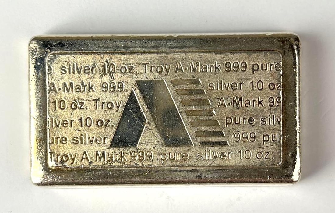 AMark Stackable 10 oz .999 Fine Silver Ingot/ Bar: AMark Stackable 10 oz .999 Fine Silver Ingot/ Bar