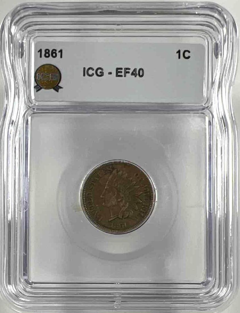 1861 US Indian Head Cent ICG EF40: 1861 US Indian Head Cent ICG EF40