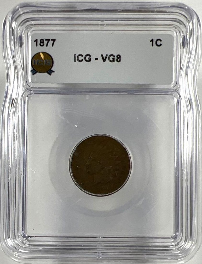 1877 US Indian Head Cent ICG VG8: 1877 US Indian Head Cent ICG VG8