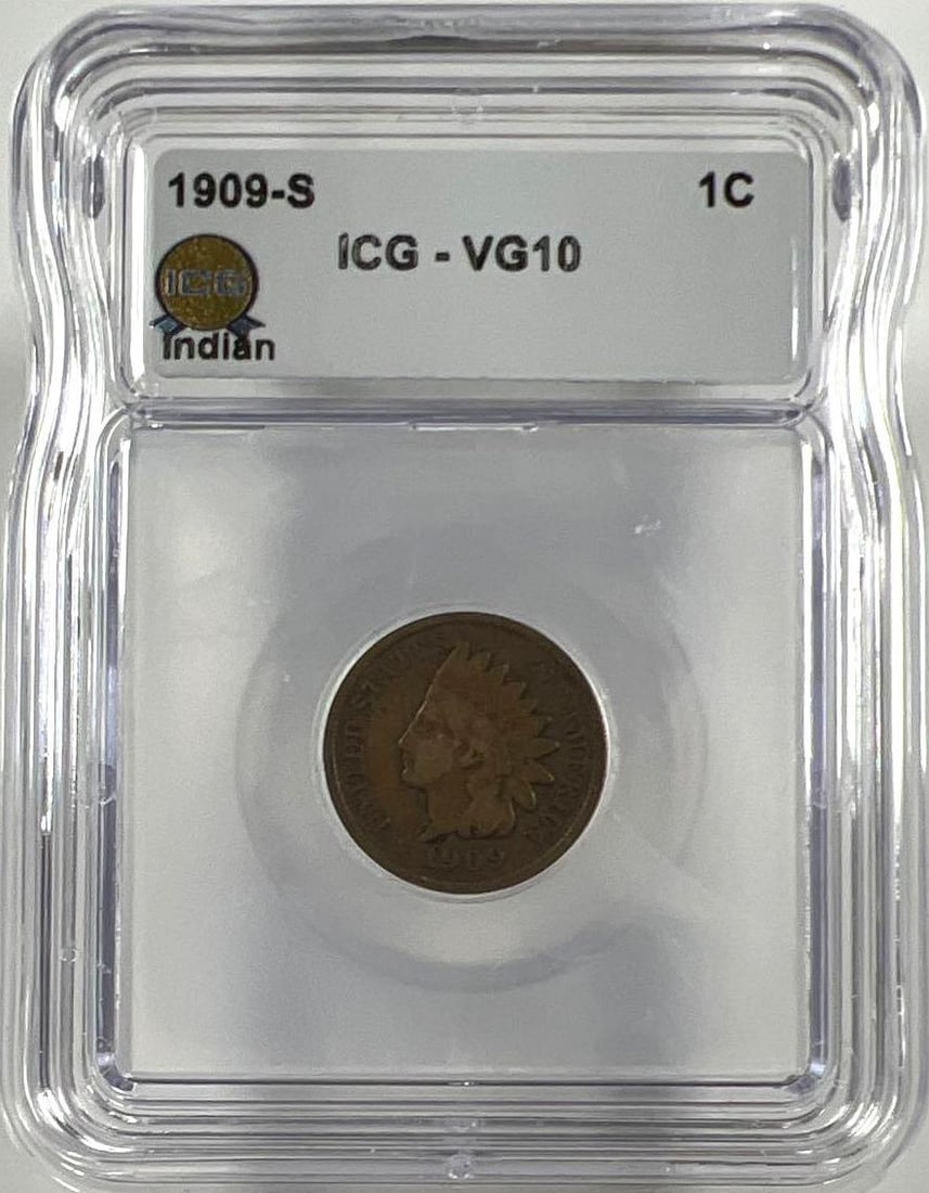 1909-S US Indian Head Cent ICG VG10 (1 of 2)