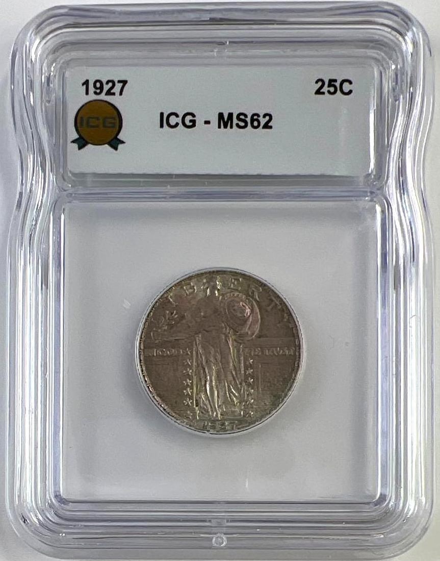 1927 US Standing Liberty Silver Quarter ICG MS62: 1927 US Standing Liberty Silver Quarter ICG MS62