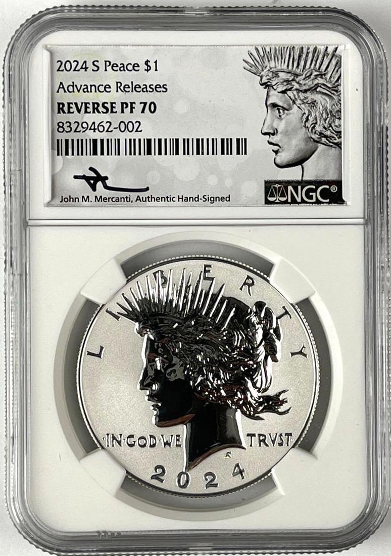 2024 S US Peace Silver Dollar NGC Reverse PF70: Advance Releases, Signed John M Mercanti
