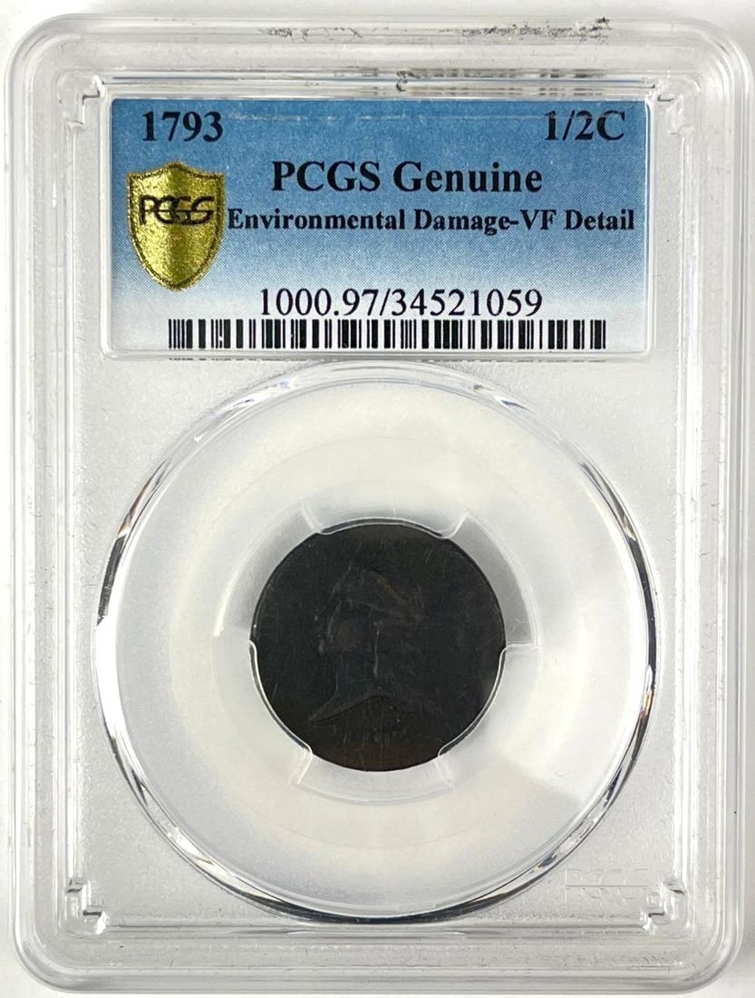 1793 US Liberty Cap Half Cent PCGS Genuine VF Details: 1793 US Liberty Cap Half Cent PCGS Genuine VF Details