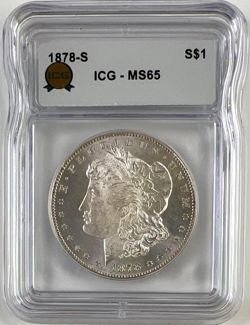 1878-S US Morgan Silver Dollar ICG MS-65: 1878-S US Morgan Silver Dollar ICG MS-65