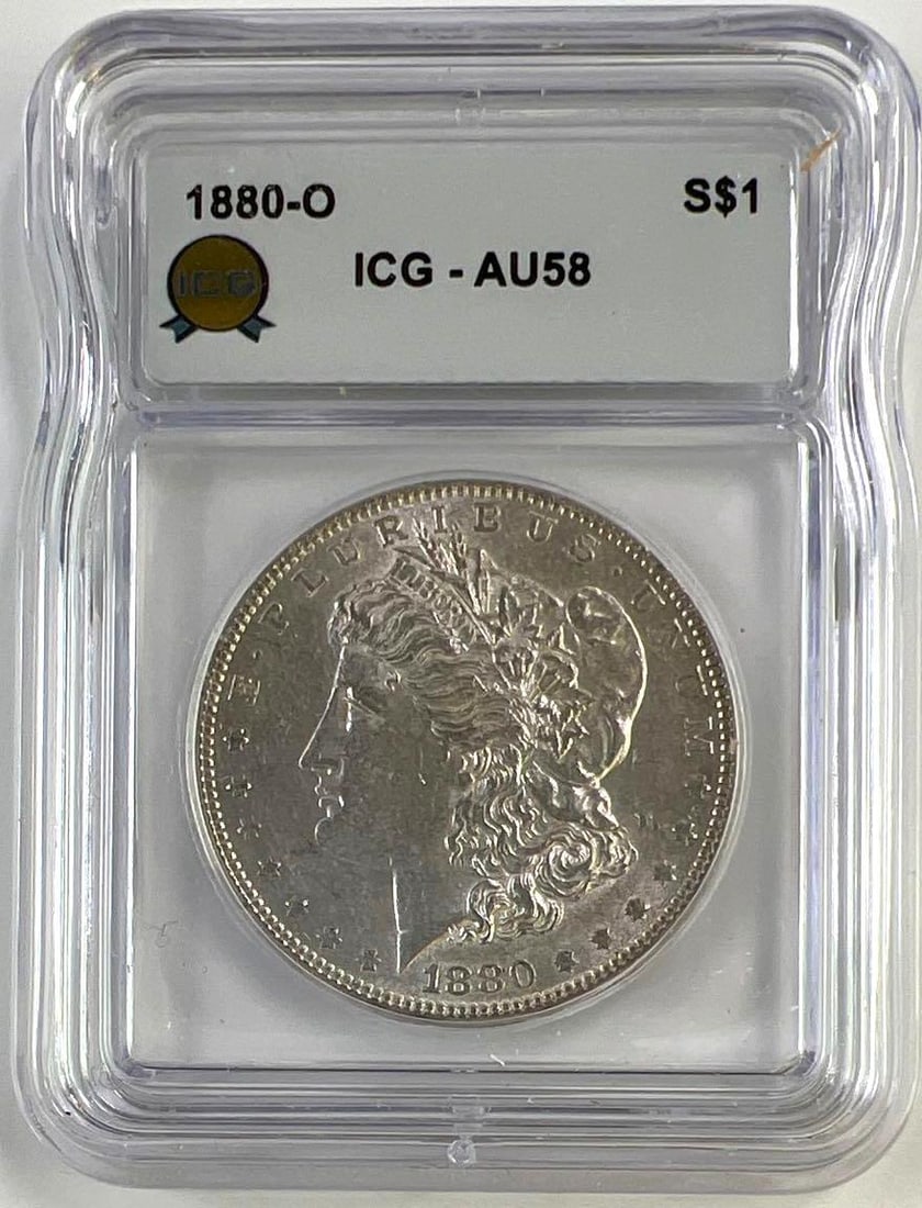 1880-O US Morgan Silver Dollar ICG AU-58: 1880-O US Morgan Silver Dollar ICG AU-58