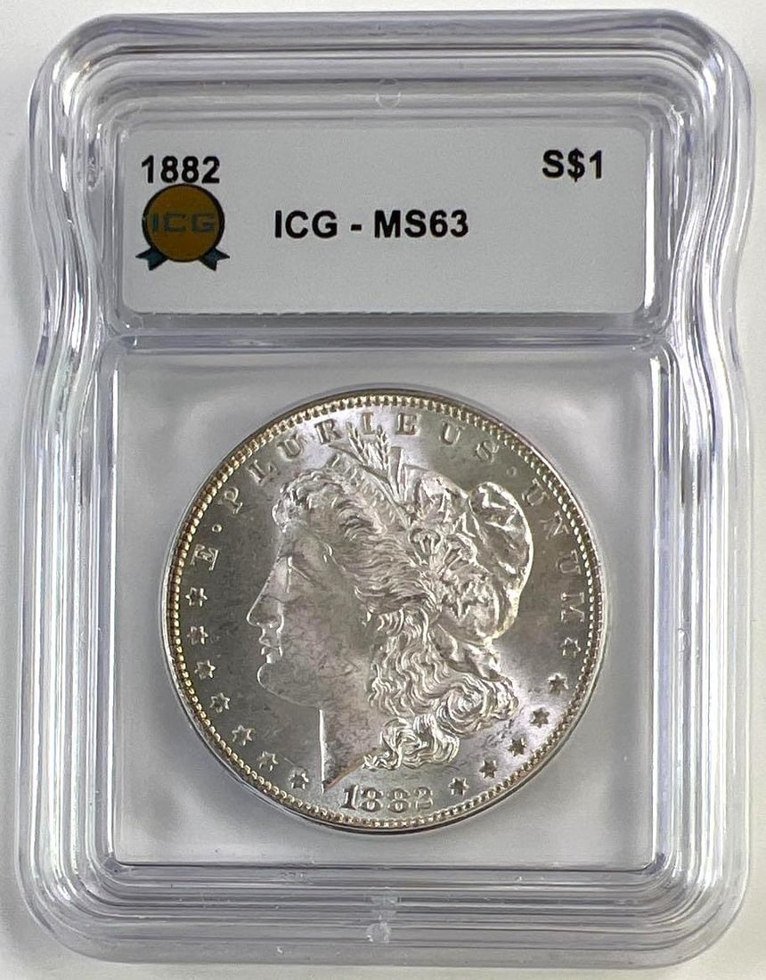 1882 US Morgan Silver Dollar ICG MS-63: 1882 US Morgan Silver Dollar ICG MS-63