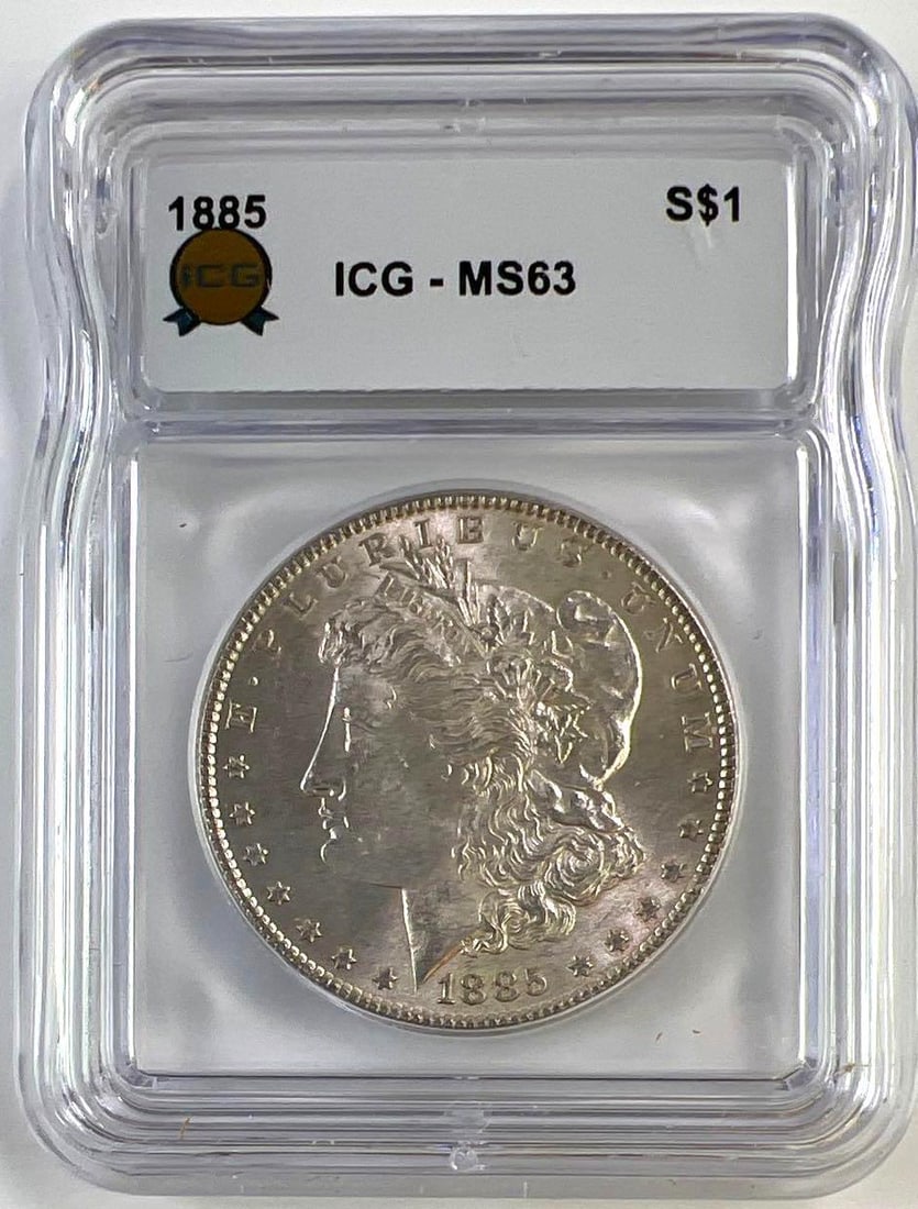 1885 US Morgan Silver Dollar ICG MS-63: 1885 US Morgan Silver Dollar ICG MS-63