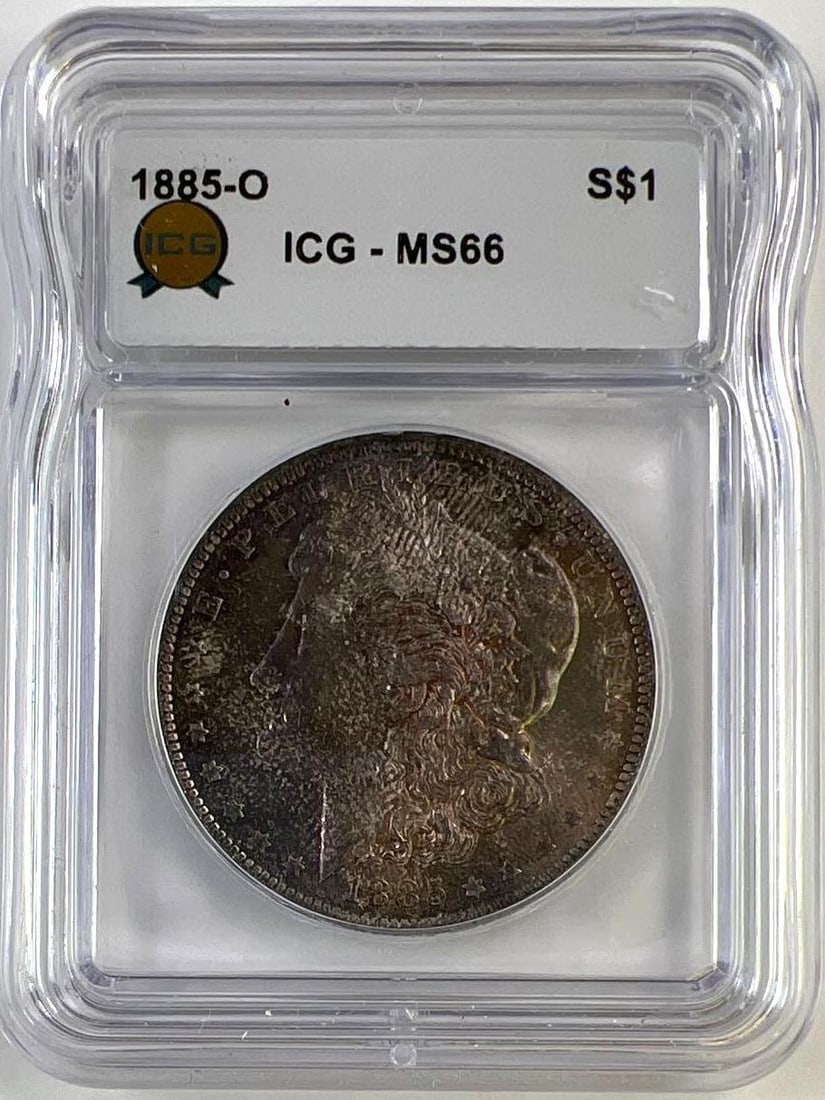 1885-O US Morgan Silver Dollar ICG MS-66: 1885-O US Morgan Silver Dollar ICG MS-66