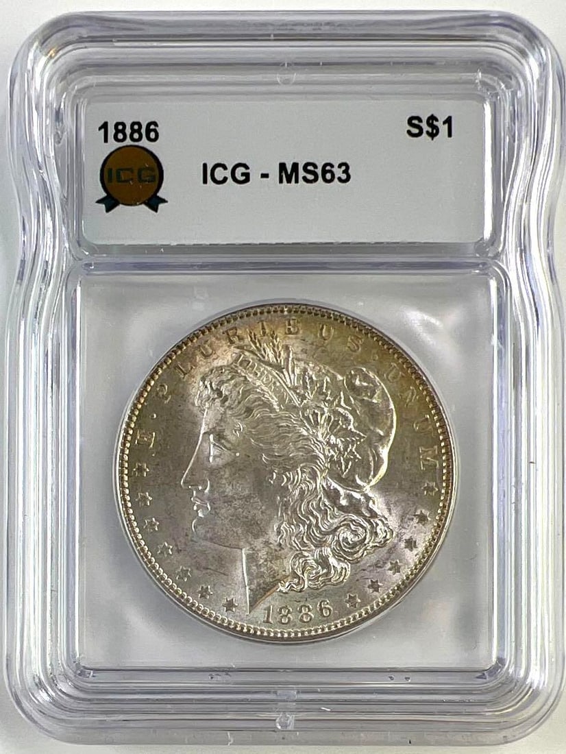 1886 US Morgan Silver Dollar ICG MS-63: 1886 US Morgan Silver Dollar ICG MS-63