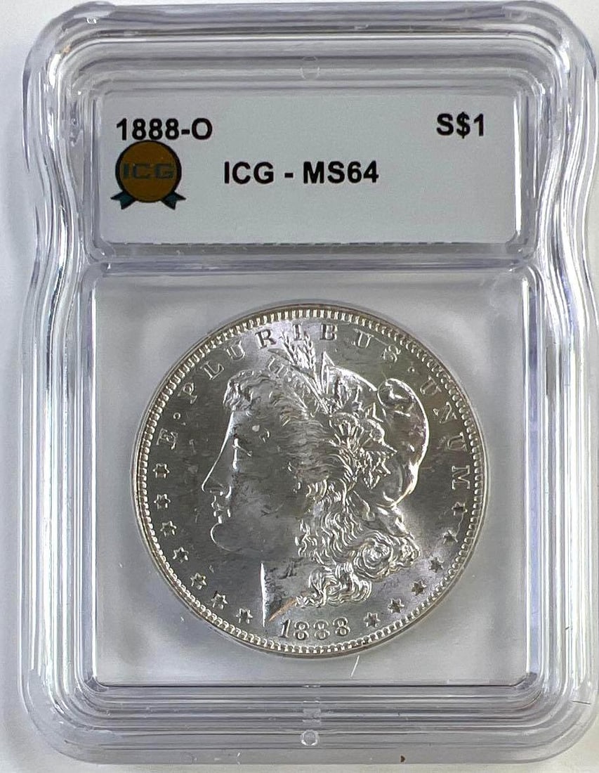 1888-O US Morgan Silver Dollar ICG MS-64: 1888-O US Morgan Silver Dollar ICG MS-64