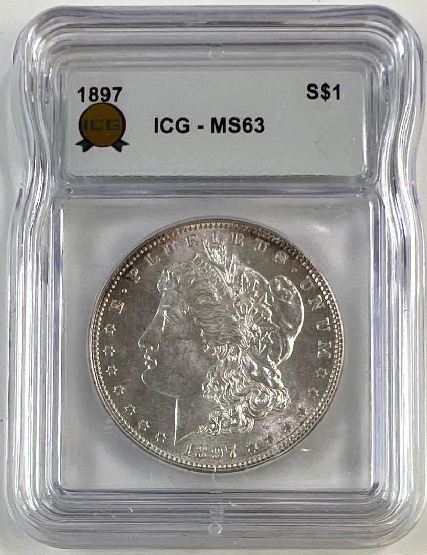 1897 US Morgan Silver Dollar ICG MS-63: 1897 US Morgan Silver Dollar ICG MS-63