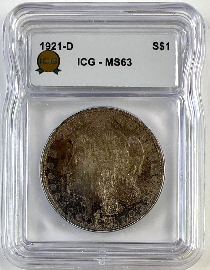1921-D US Morgan Silver Dollar ICG MS63: 1921-D US Morgan Silver Dollar ICG MS63