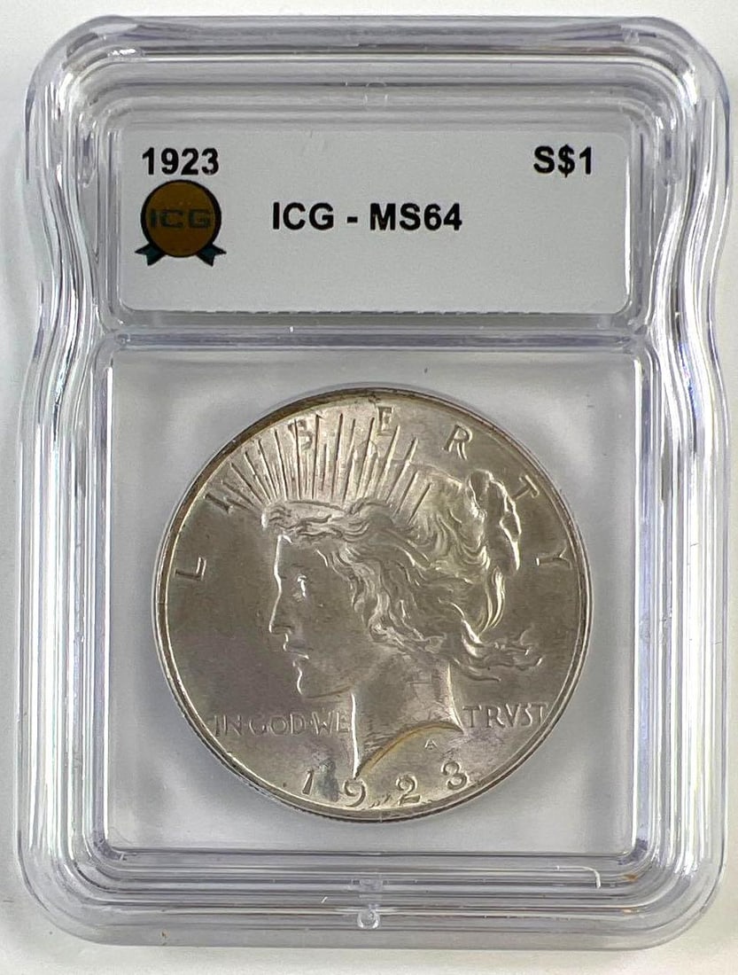 1923 US Peace Silver Dollar ICG MS64: 1923 US Peace Silver Dollar ICG MS64