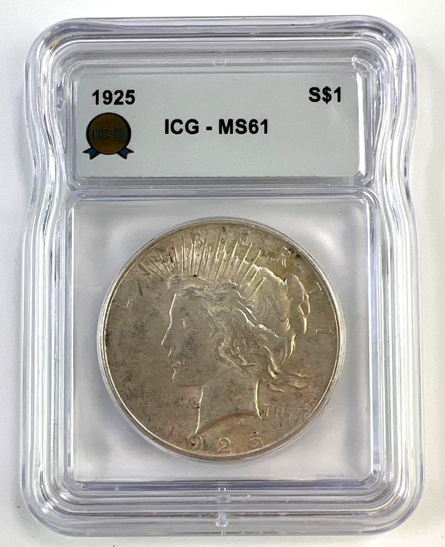 1925 US Peace Silver Dollar ICG MS61: 1925 US Peace Silver Dollar ICG MS61