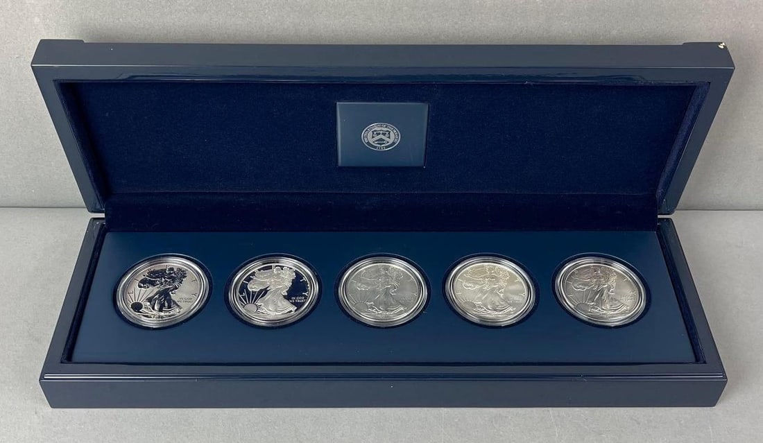 2011 US Mint American Silver Eagle 25th Anniversary Five Coin Set: Includes COA