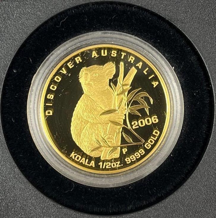 2006 P Perth Mint Discover Australia Australia Koala 1/2 oz 9999 Gold Proof Coin: Includes COA.