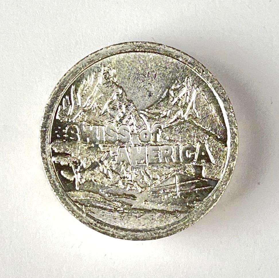 RARE BUTTON ROUND Swiss of America 1 oz 999 Fine Silver Round: Swiss of America 1 oz 999 Fine Silver Round