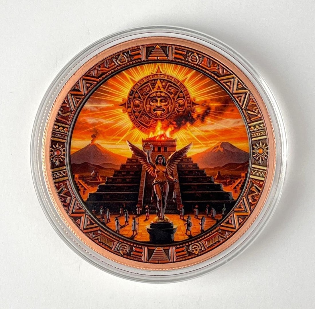 Aztec Empire Angel Colorized 5 oz .999 Fine Copper Round (1 of 2)