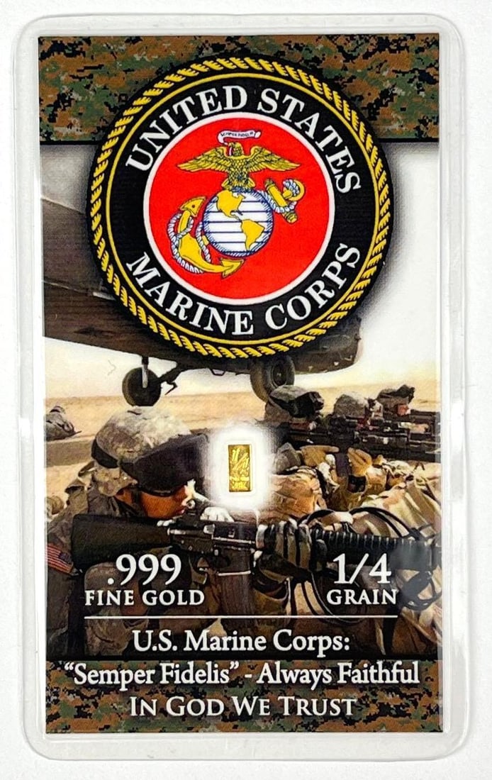 Benchmark Strategic Metals US Marine Corps 1/4th Grain .999 Fine Gold Ingot/ Bar: Includes COA