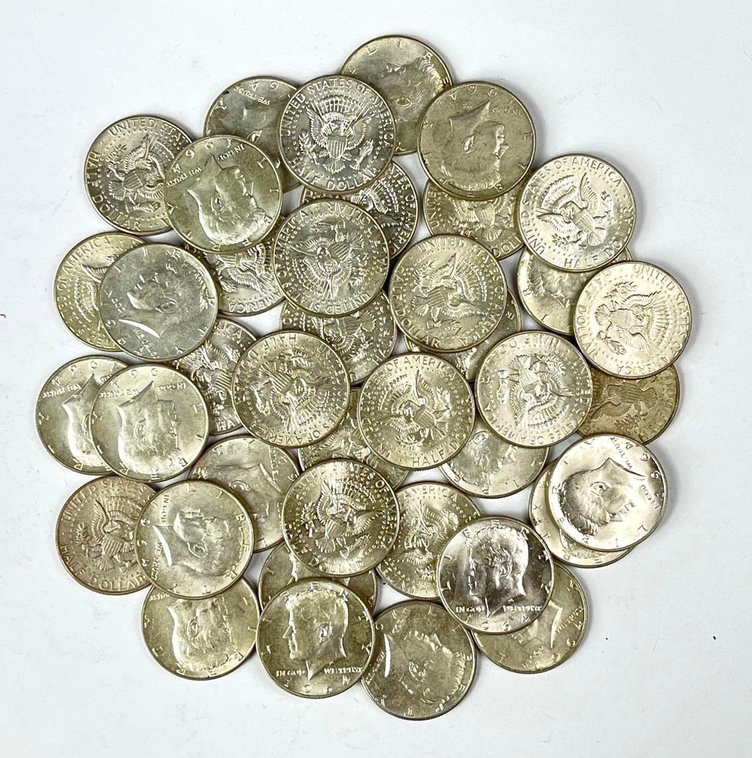 Group of 40 1964 US Kennedy 90% Silver Half Dollars: Group of 40 1964 US Kennedy 90% Silver Half Dollars