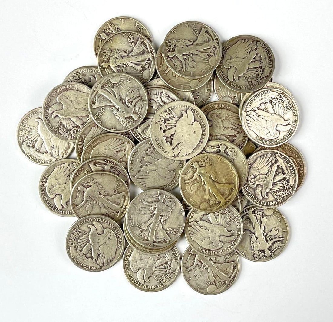 Group of 40 US Walking Liberty 90% Silver Half Dollars (1 of 1)
