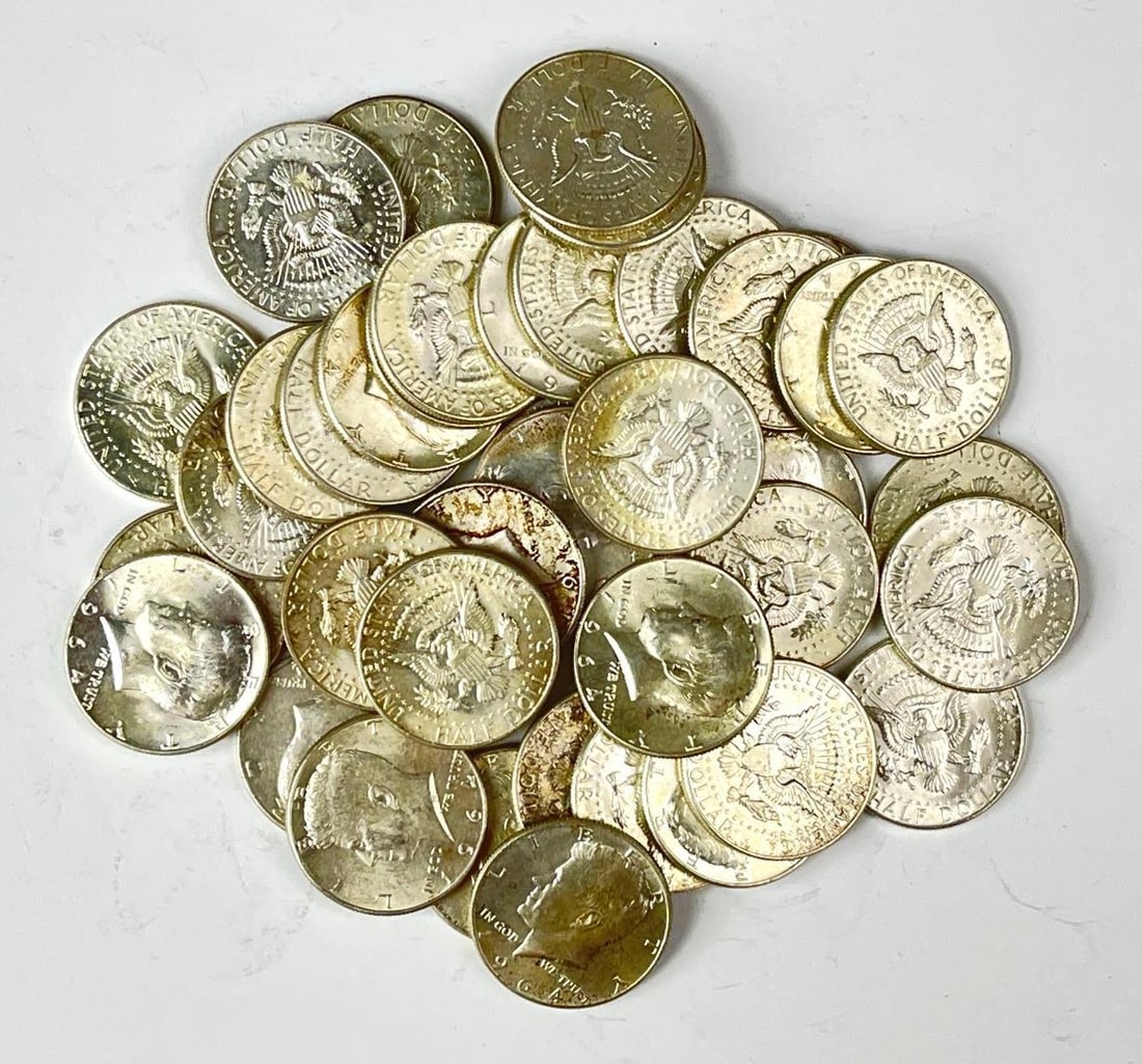 Group of 40 1964 US Kennedy 90% Silver Half Dollars: Group of 40 1964 US Kennedy 90% Silver Half Dollars