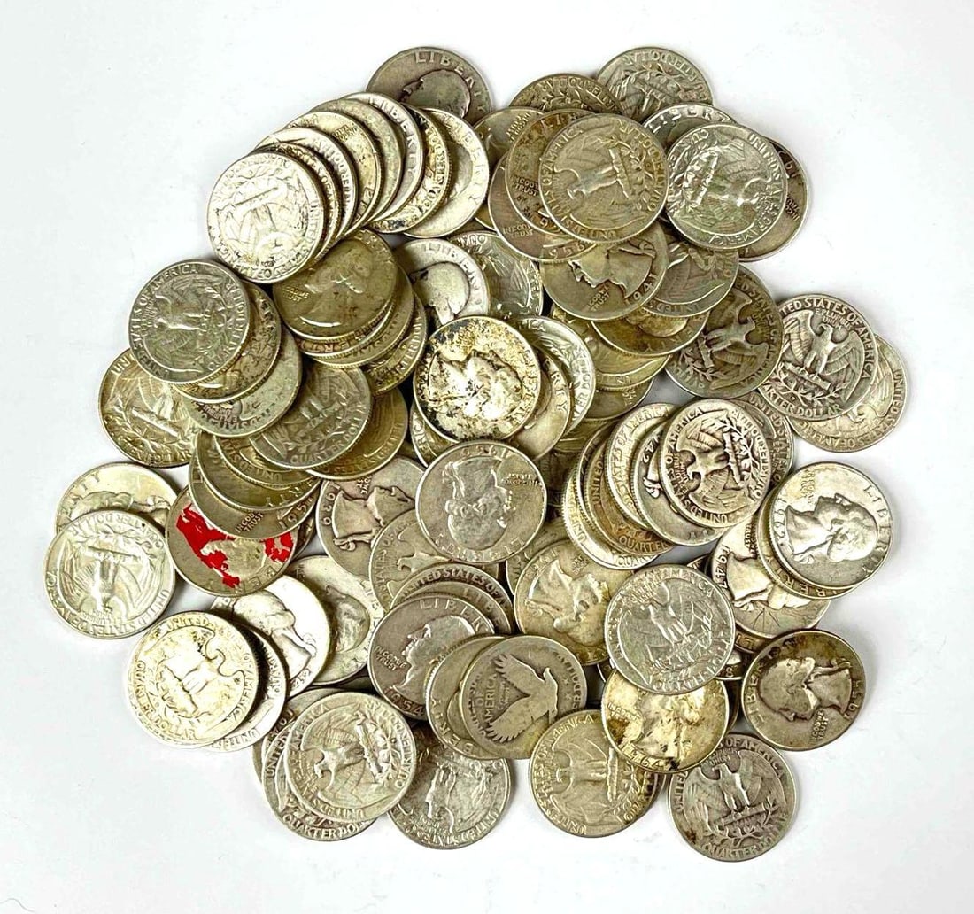 Group of 100 US 90% Silver Quarters (1 of 1)