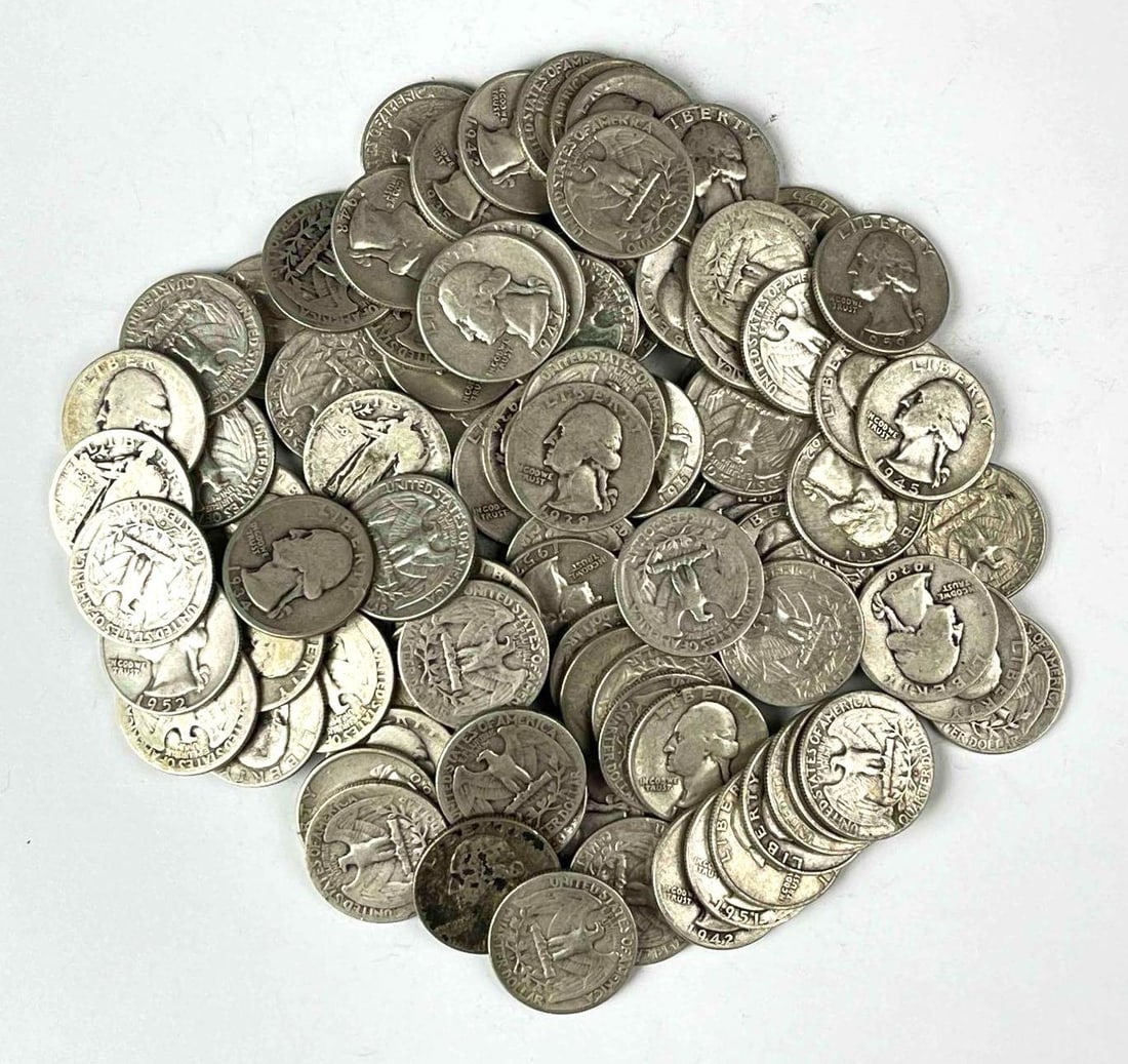 Group of 100 US 90% Silver Quarters (1 of 1)