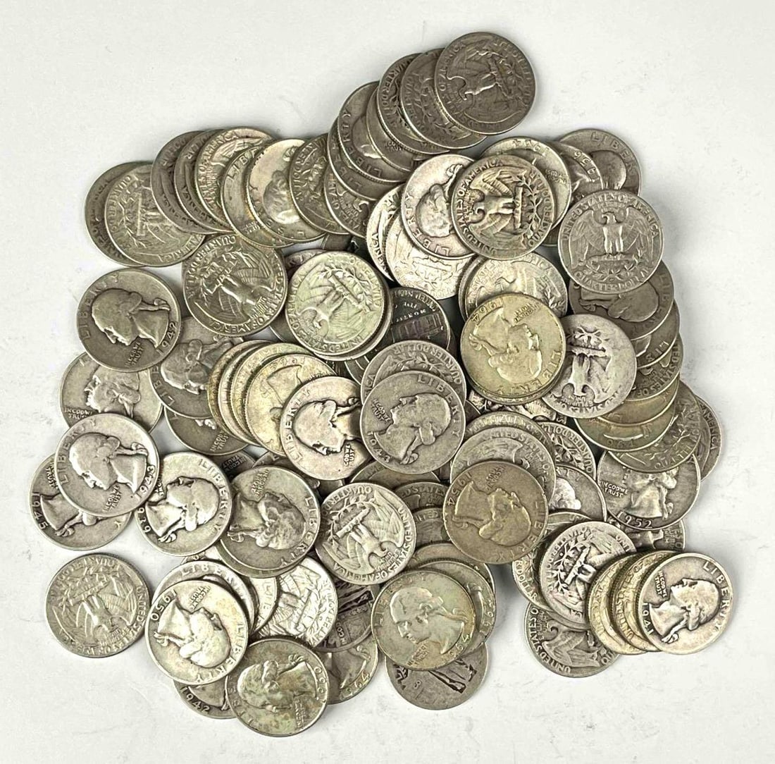 Group of 100 US 90% Silver Quarters (1 of 1)