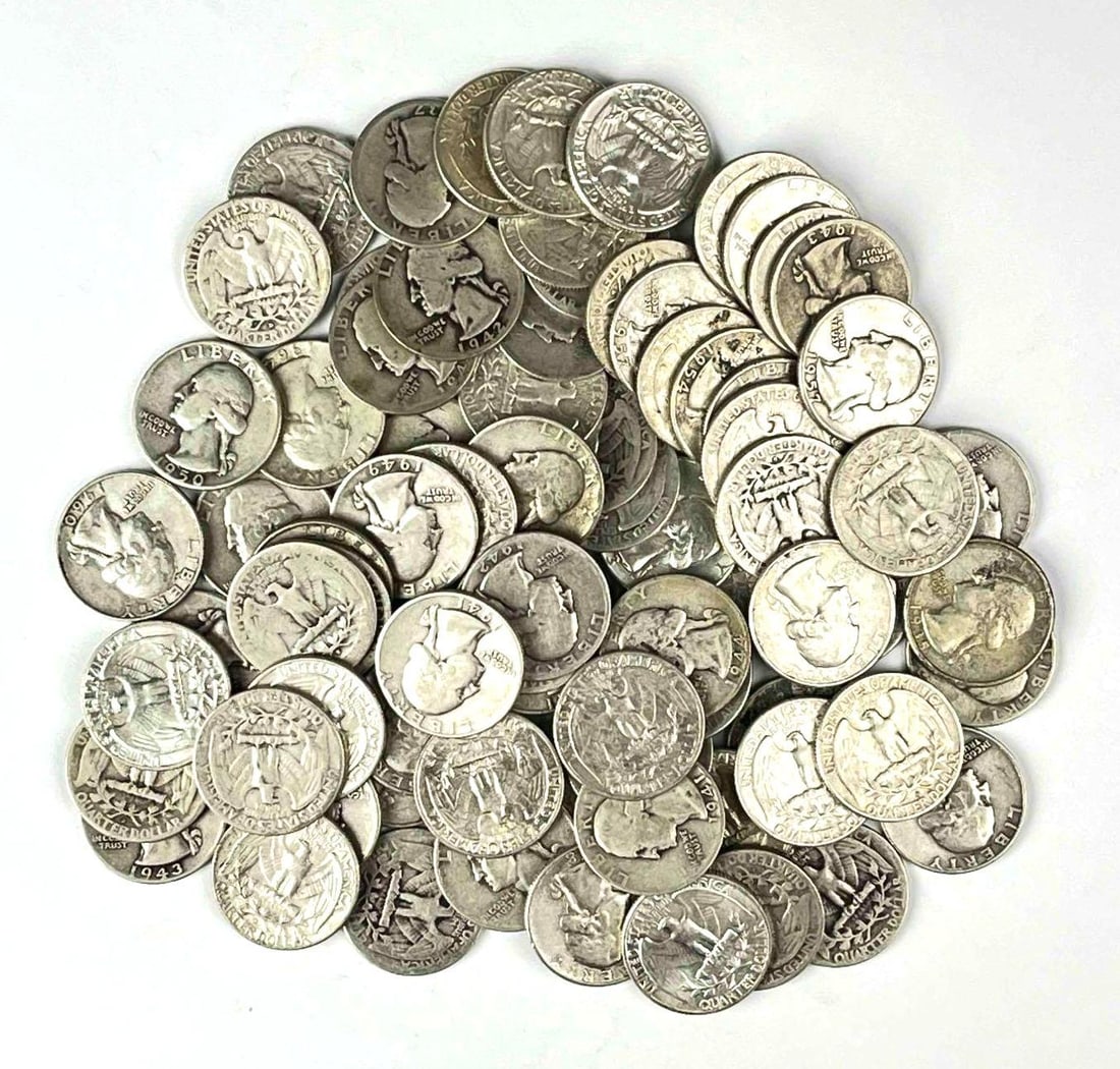 Group of 80 US Washington 90% Silver Quarters (1 of 1)