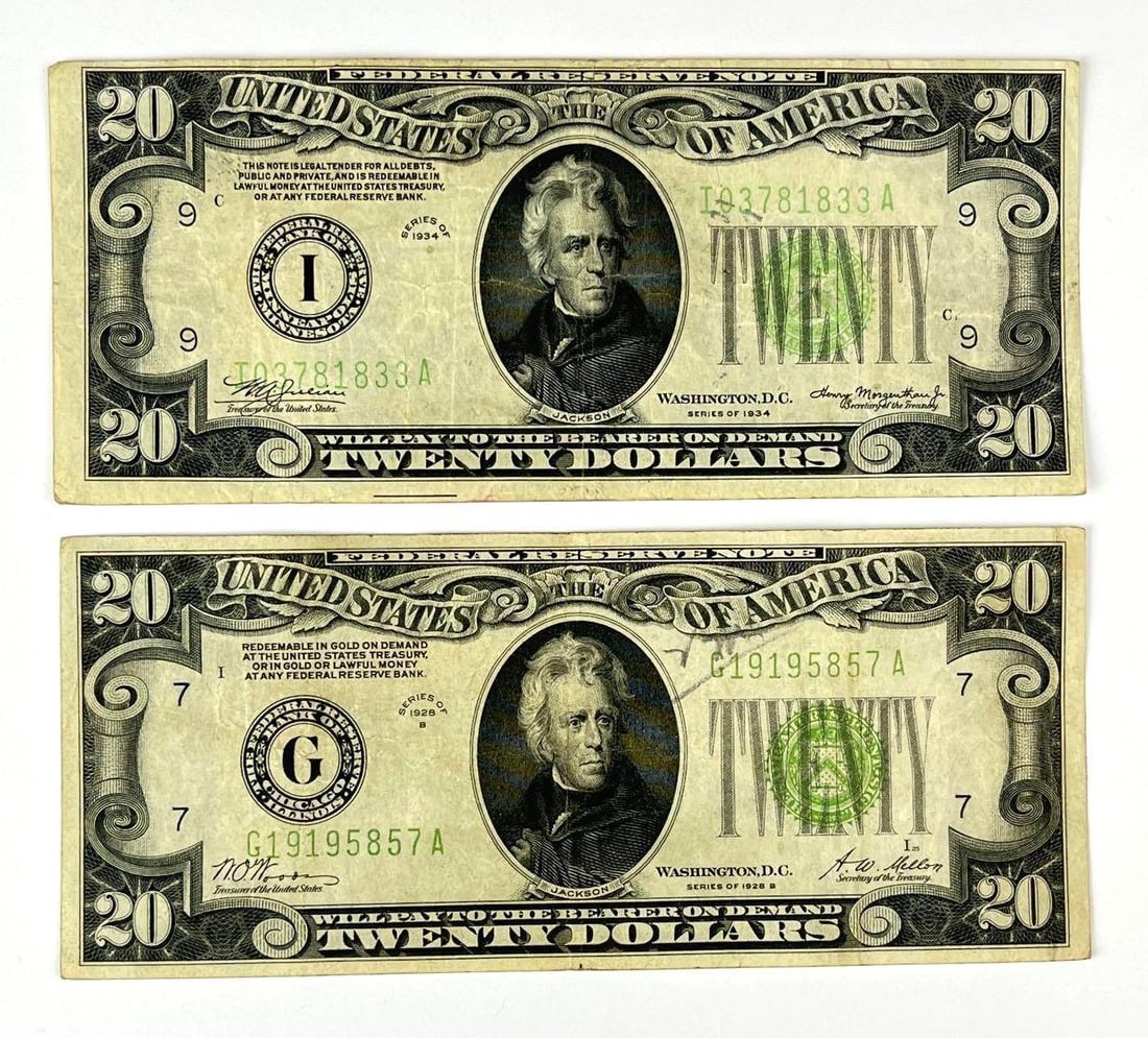 Group of 2 US $20 Federal Reserve Notes (1 of 2)