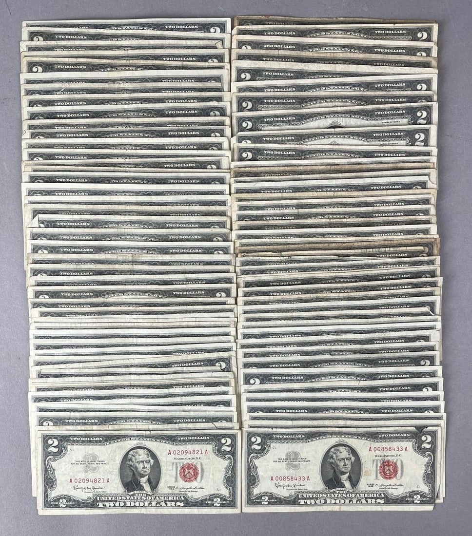 Group of 168 US $2 Red Seal Notes (1 of 3)