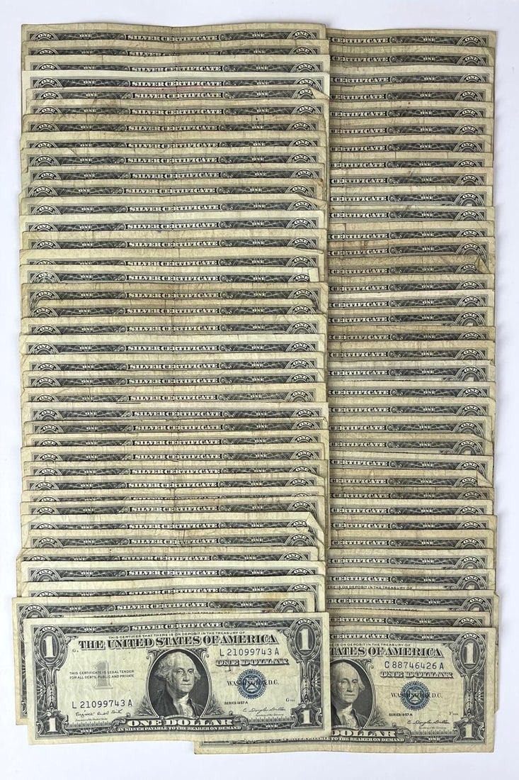 Group of 73 US $1 Silver Certificate Notes (1 of 3)