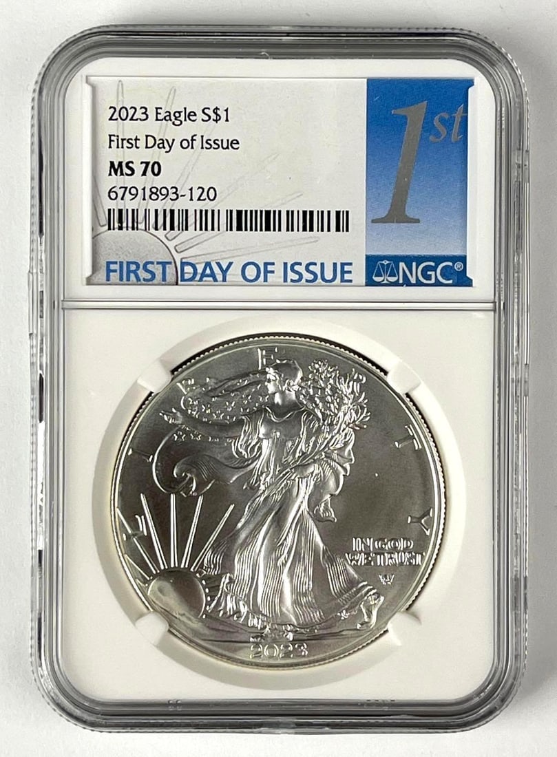 2023 US $1 American Silver Eagle 1 oz Fine Silver Coin NGC MS70 (1 of 2)