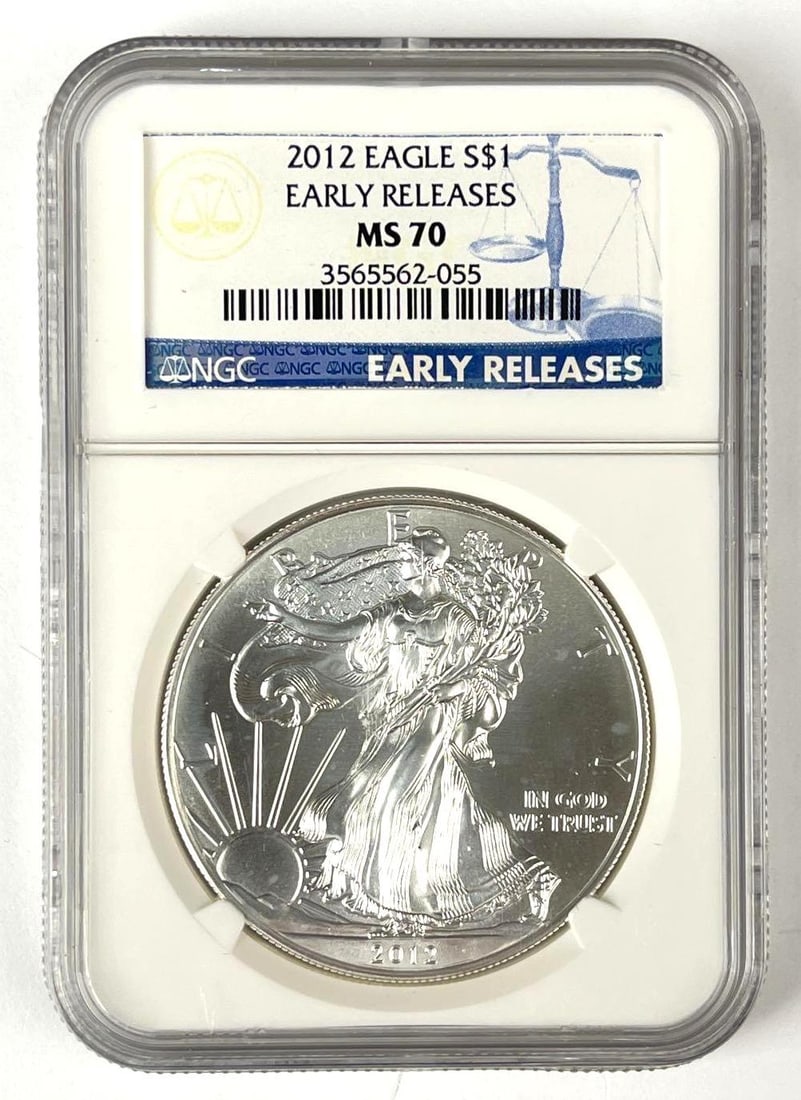 2012 US $1 American Silver Eagle 1 oz Fine Silver Coin NGC MS70: Early Releases