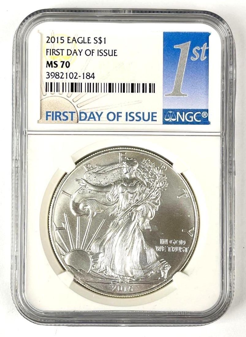 2015 US $1 American Silver Eagle 1 oz Fine Silver Coin NGC MS70 (1 of 2)