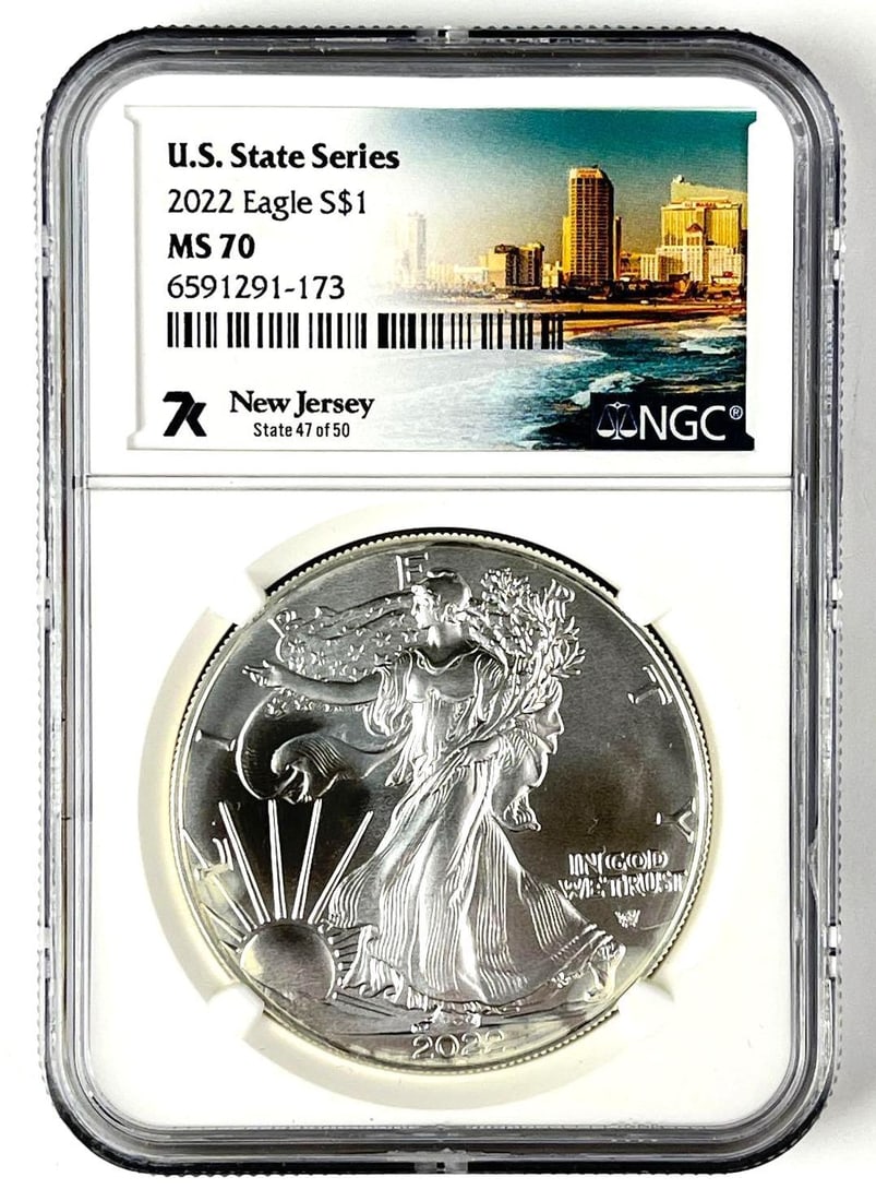 2022 US $1 American Silver Eagle 1 oz Fine Silver Coin NGC MS70 (1 of 2)