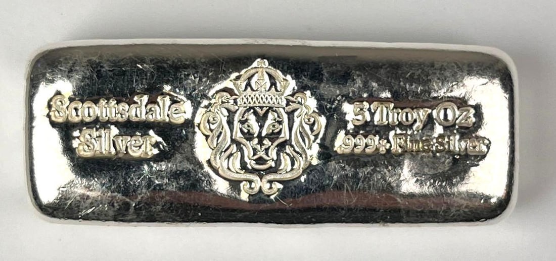 Scottsdale Minting Hand Poured 5 oz .999 Fine Silver Ingot/ Bar: Scottsdale Minting Hand Poured 5 oz .999 Fine Silver Ingot/ Bar